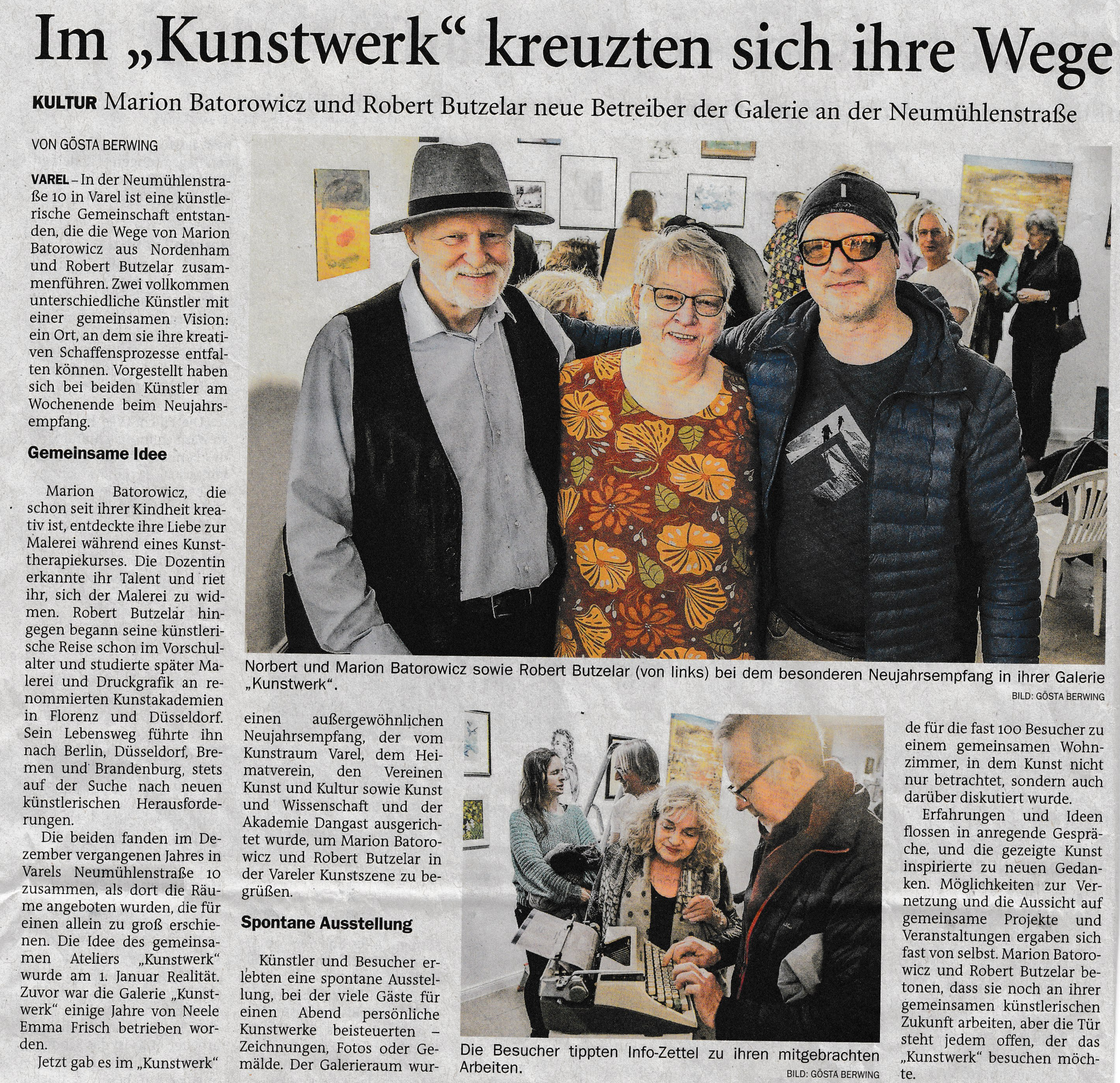 Die Galerie Kunstwerk in Varel hat neue Betreiber. Mit einem Neujahrsempfang wurden sie in der Vareler Kunstszene willkommen geheißen. 
